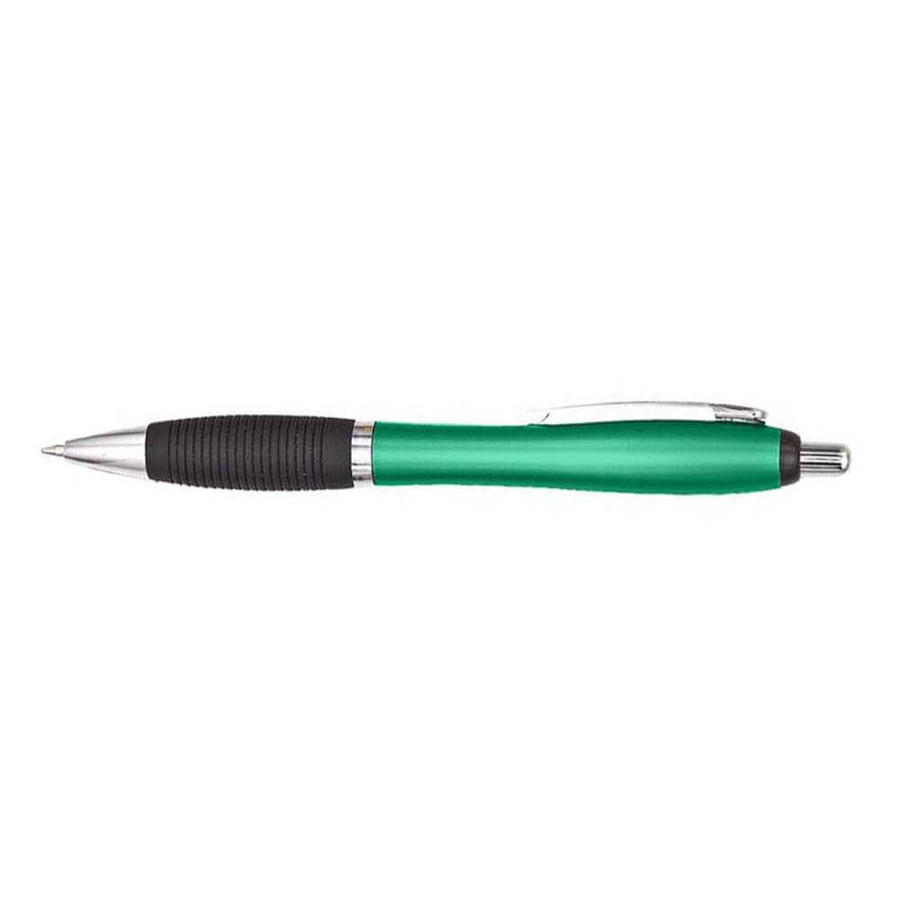 GREEN Plastic Click Action Pen with Hourglass Shape