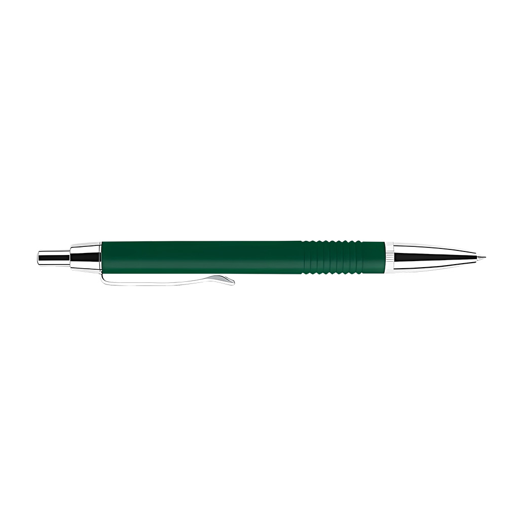 Green Click Action Brass Ballpoint Pen With Chrome Clip