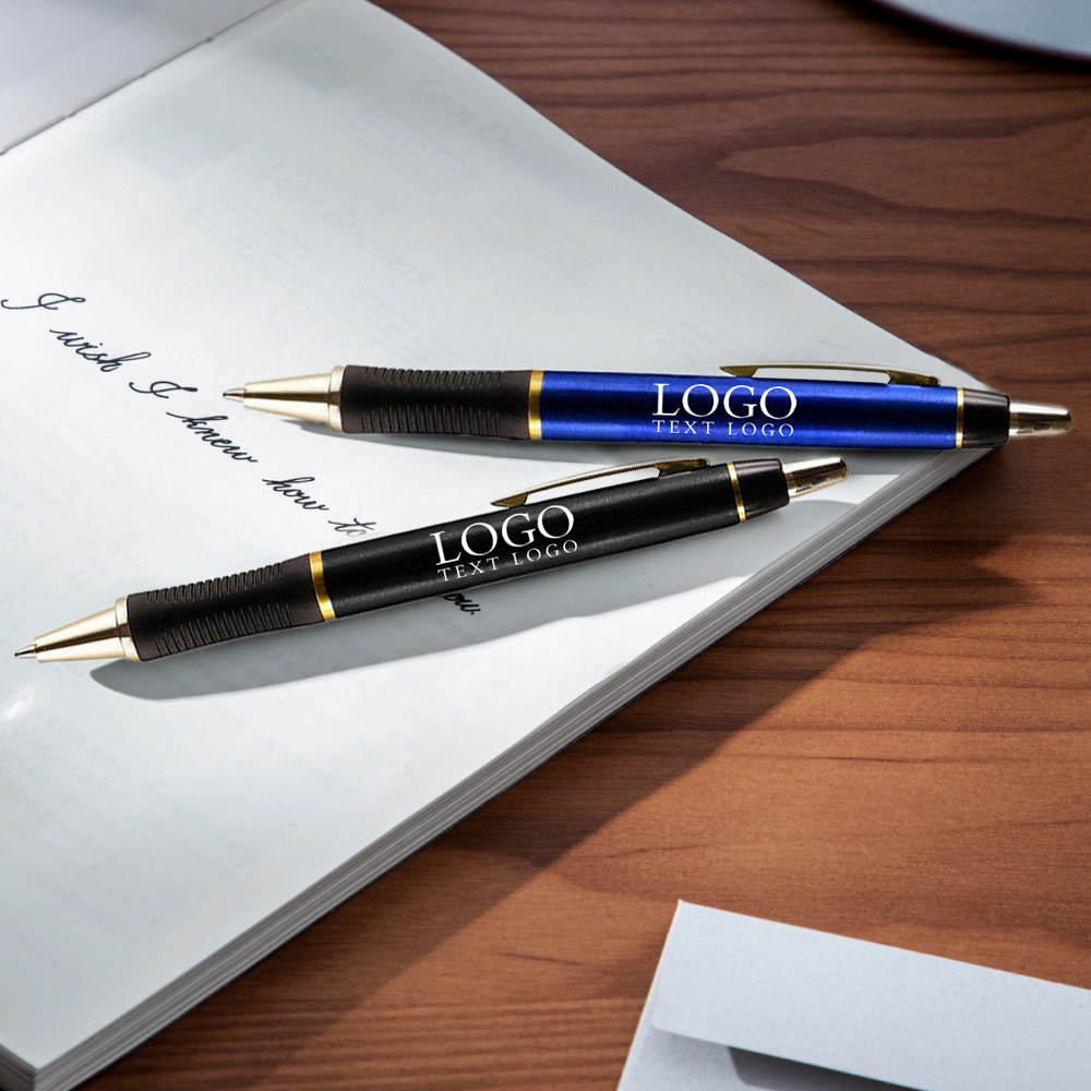 Personalized Plastic Pen with Gold Colored Clip with Logo