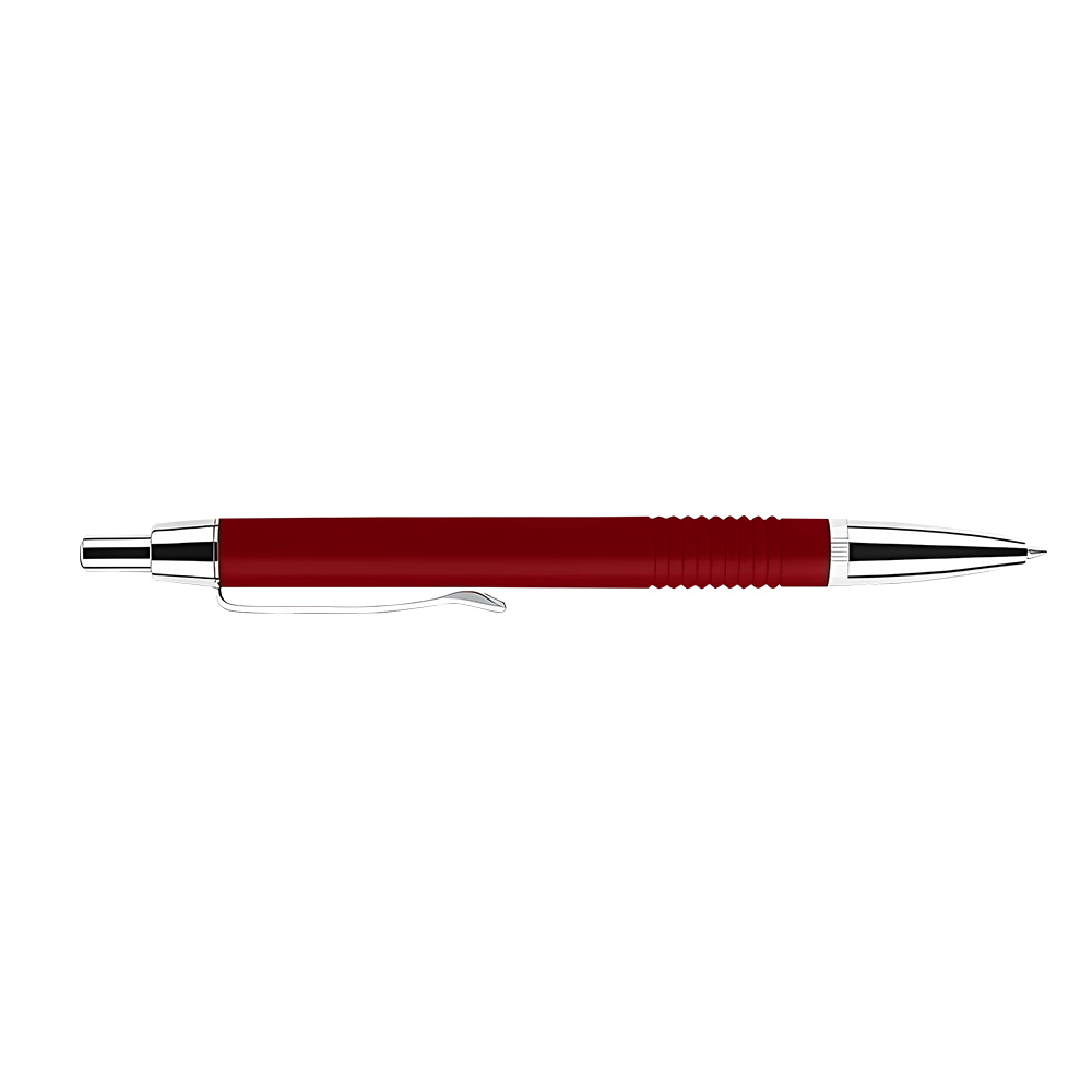 Red Click Action Brass Ballpoint Pen With Chrome Clip