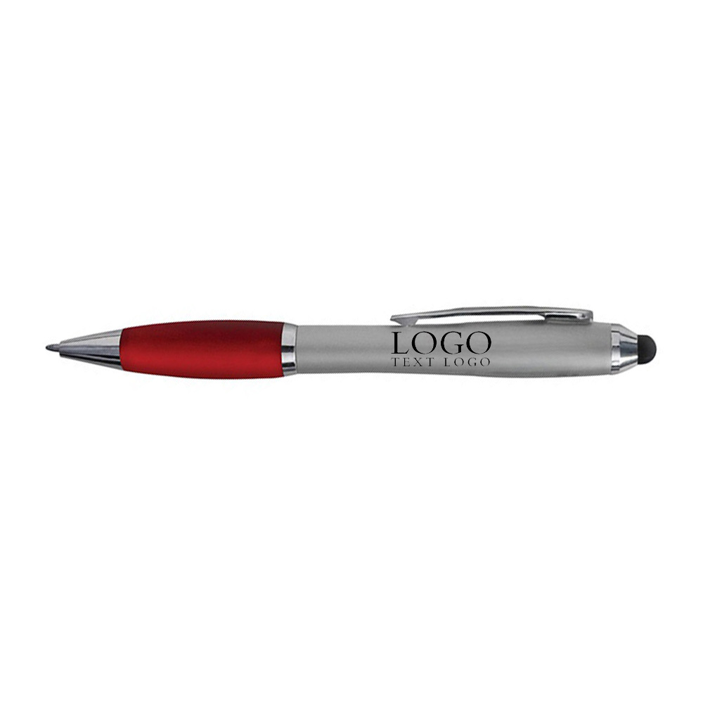 Red Custom Twist Action Plastic Pen with Stylus with Logo