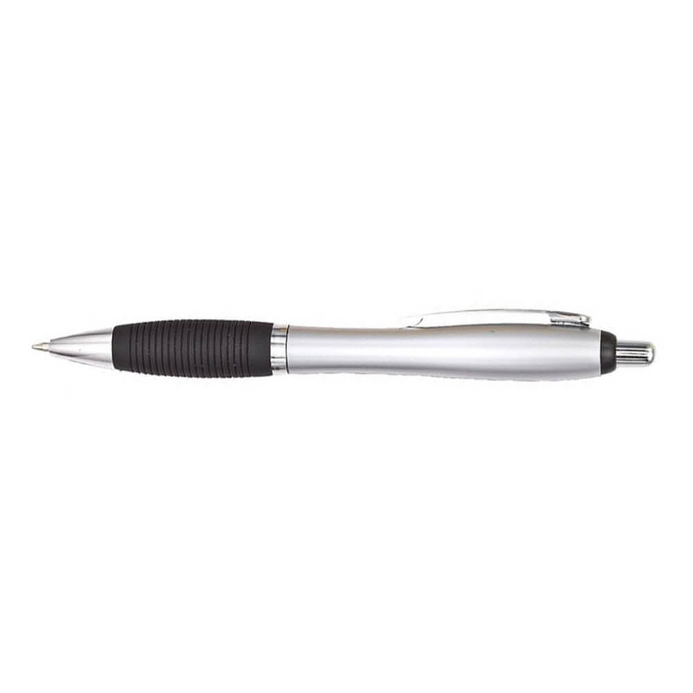 SILVER Plastic Click Action Pen with Hourglass Shape