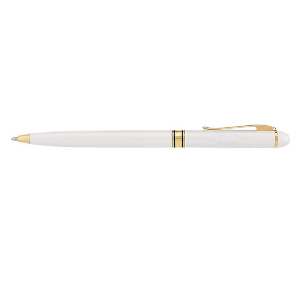 custom glisten white twist action pen with solid brass barrel