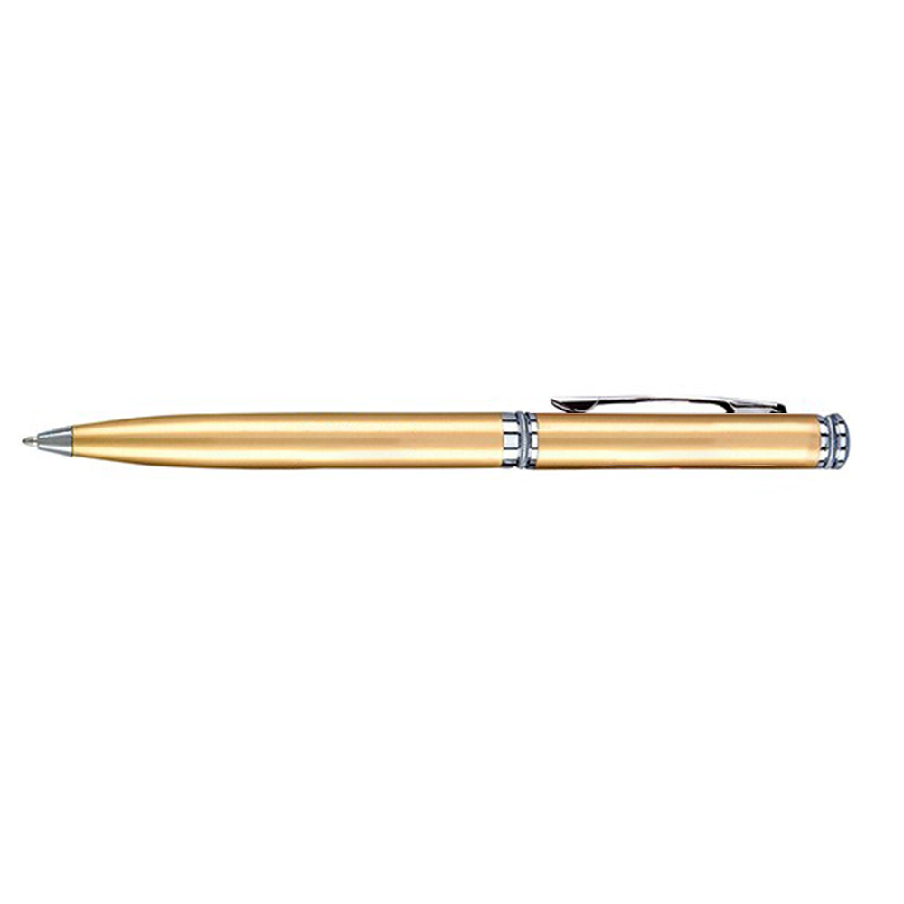 personalized  satin gold twist action ballpoint pen with solid brass barrel