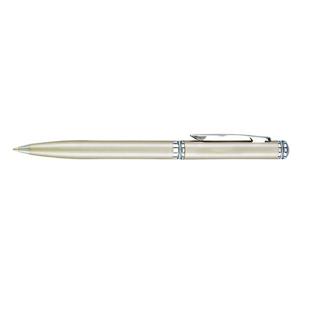 personalized  satin nickel twist action ballpoint pen with solid brass barrel