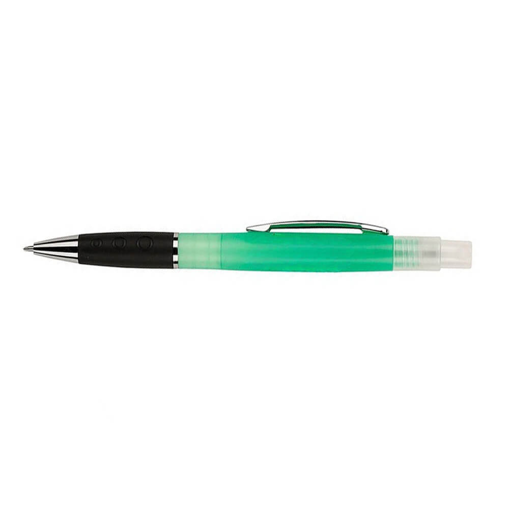 Twist Action Personalized Business Pens With Sanitizer-Green