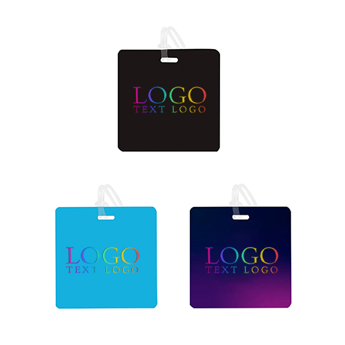 Full Color Square Plastic Luggage Tags With Strap