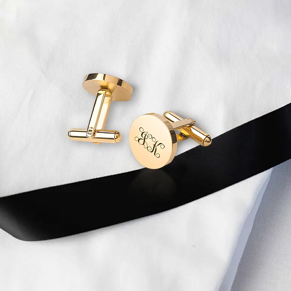 Custom Engraved Classic Metal Cufflinks Custom Engraved Classic Metal Cufflinks