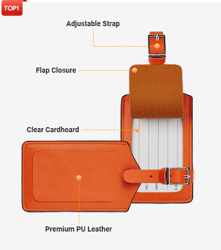 Flip-top PU Leather Luggage Tags Custom