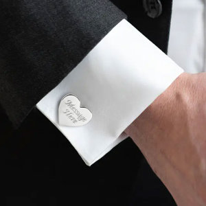 Silver Heart Shaped Cufflinks