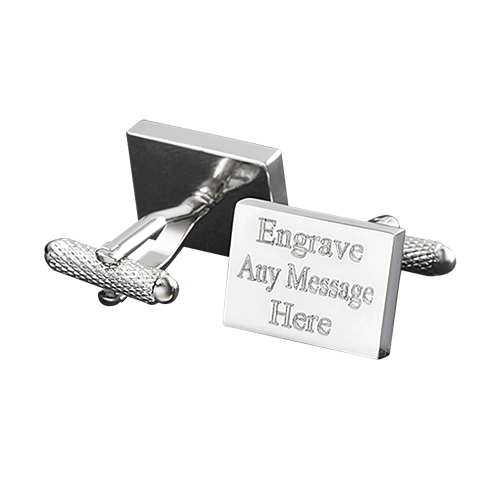Personalized Silver Rectangle Cufflinks