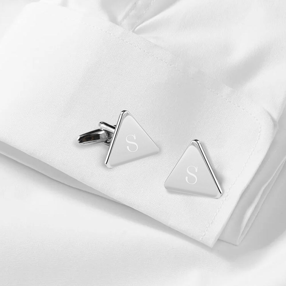 Custom Triangle Silver Plated Cufflinks