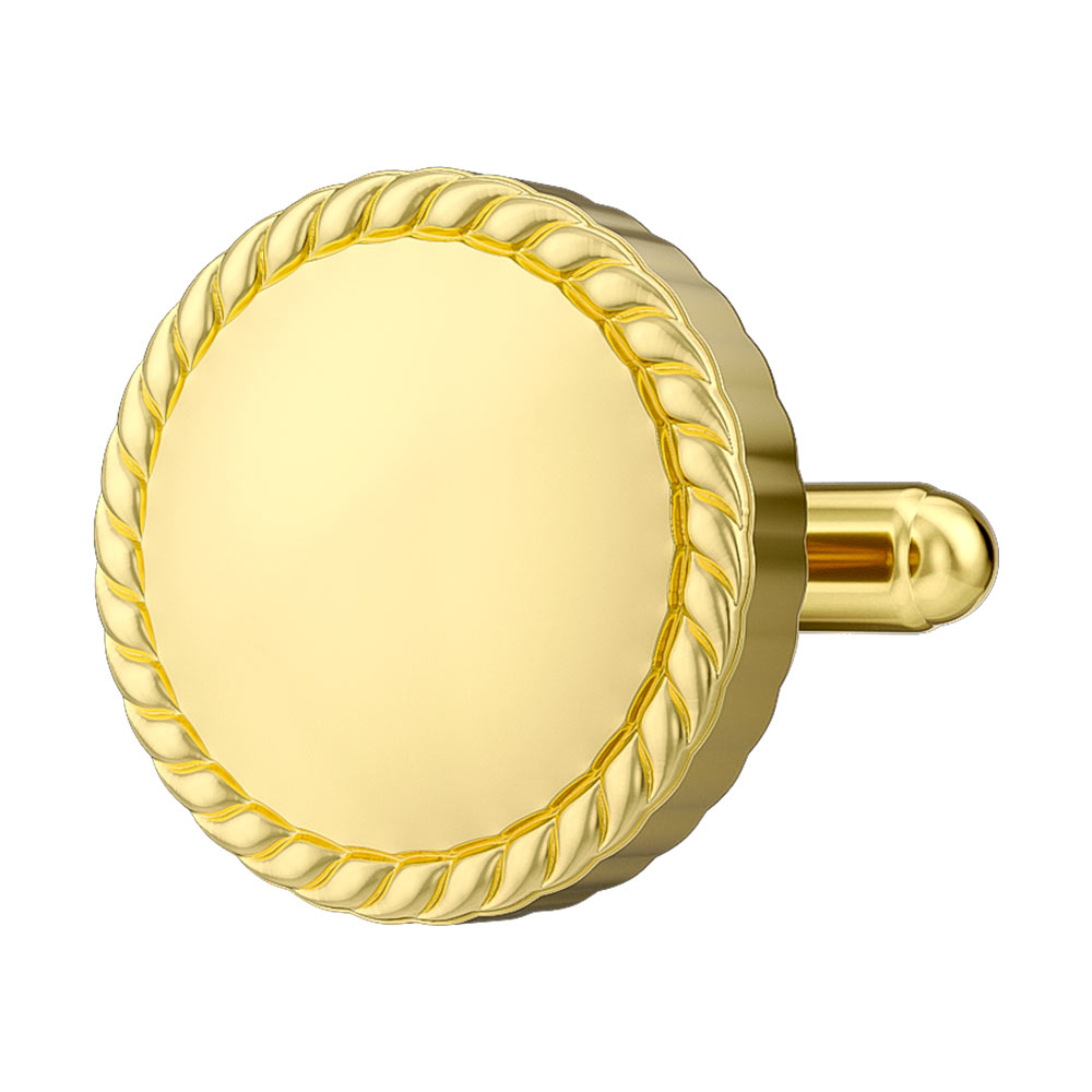 Gold Plated Round Cufflinks with Rope Edge