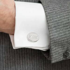 Custom Made Silver Oval Cufflinks