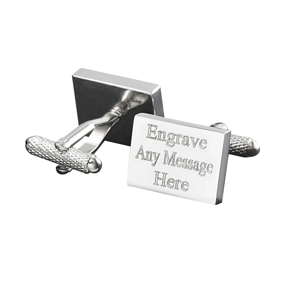 Personalized Silver Rectangle Cufflinks