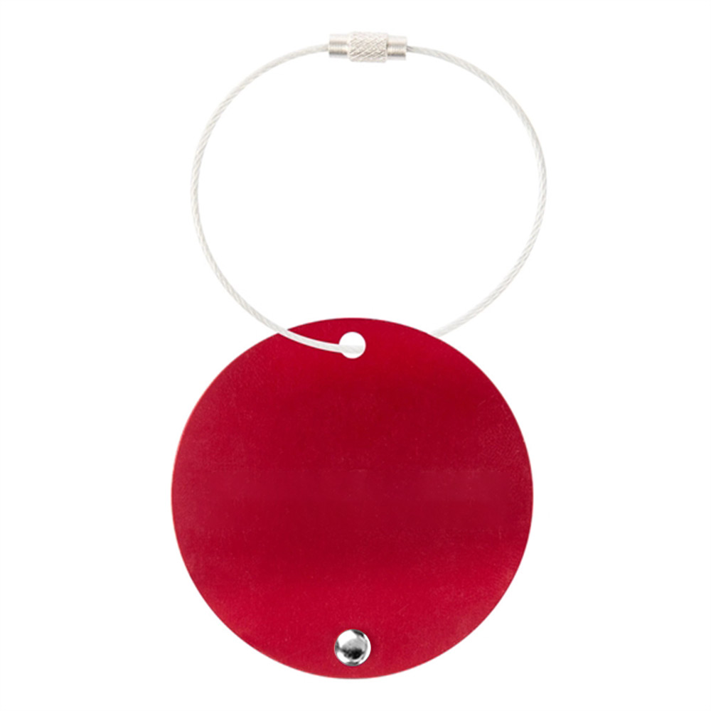 Round Aluminum Luggage Tag with Hanging Loop Red