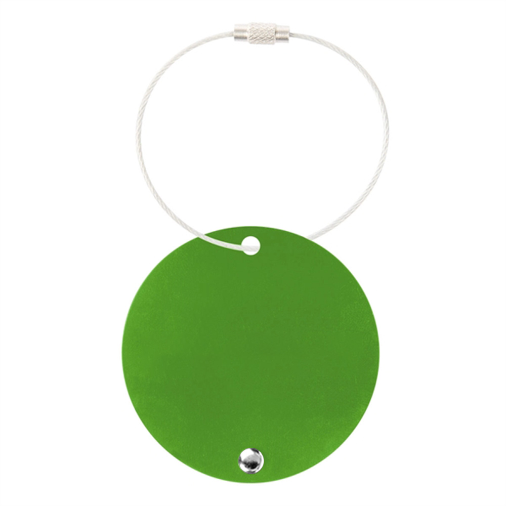 Round Aluminum Luggage Tag with Hanging Loop Lime