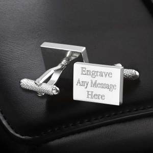 Personalized Silver Rectangle Cufflinks