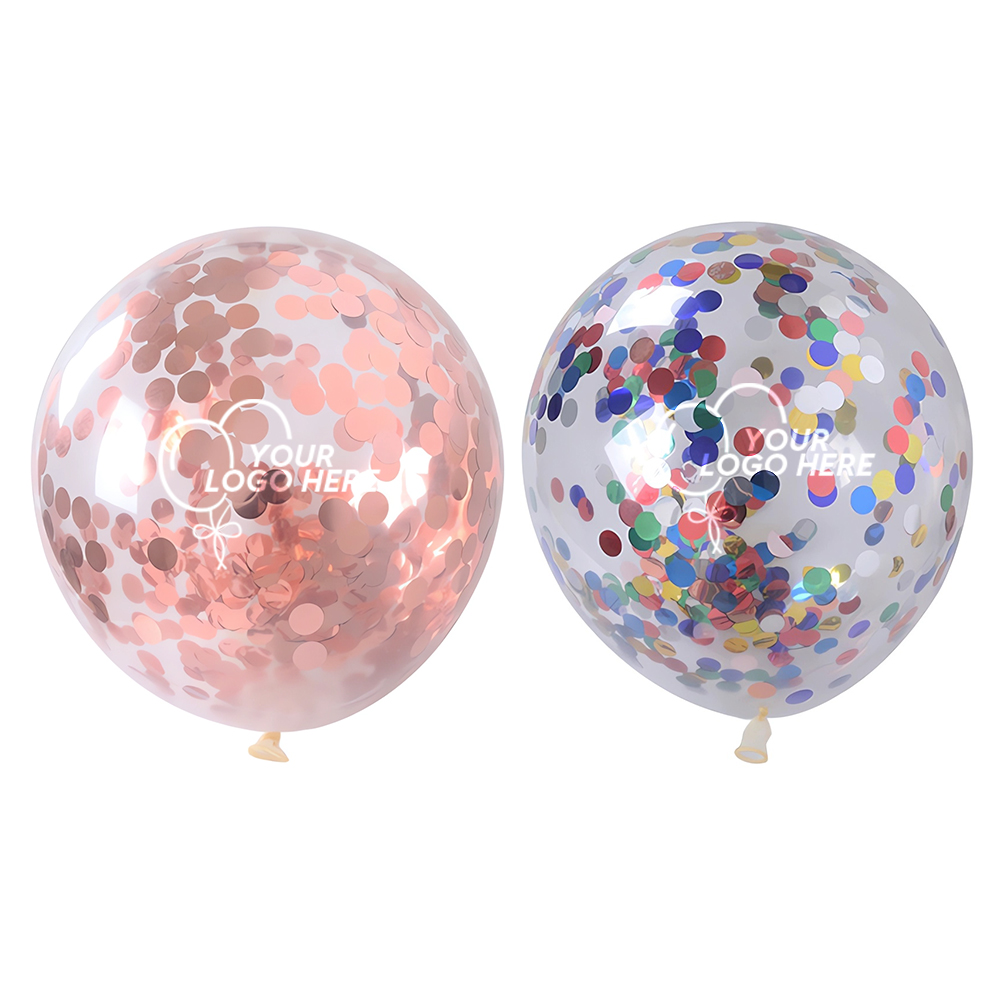 Personalized 12 Premium Clear Confetti Latex Balloons