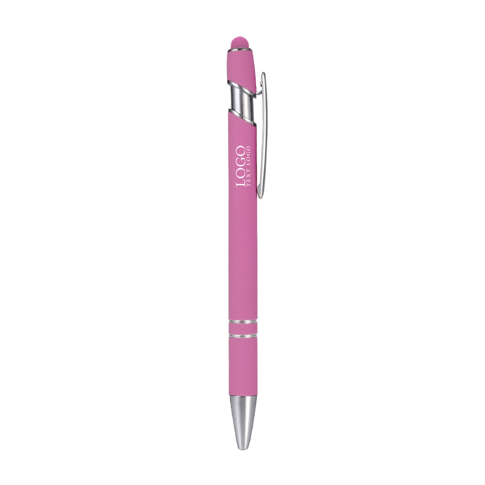 Metal Ballpoint Pen with Stylus Tip rose red