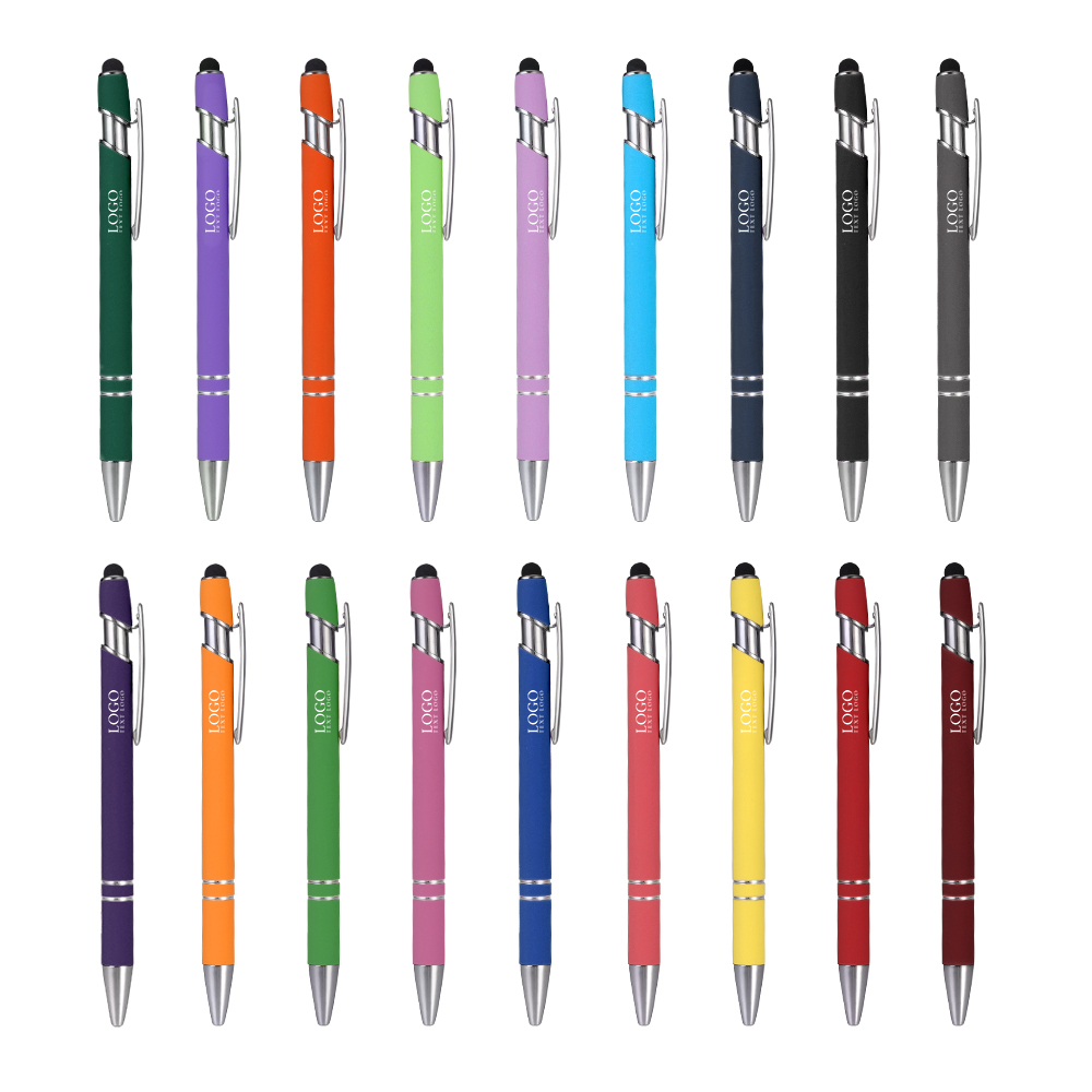 Personalized Rubber Black Stylus Ballpoint Pen all colors