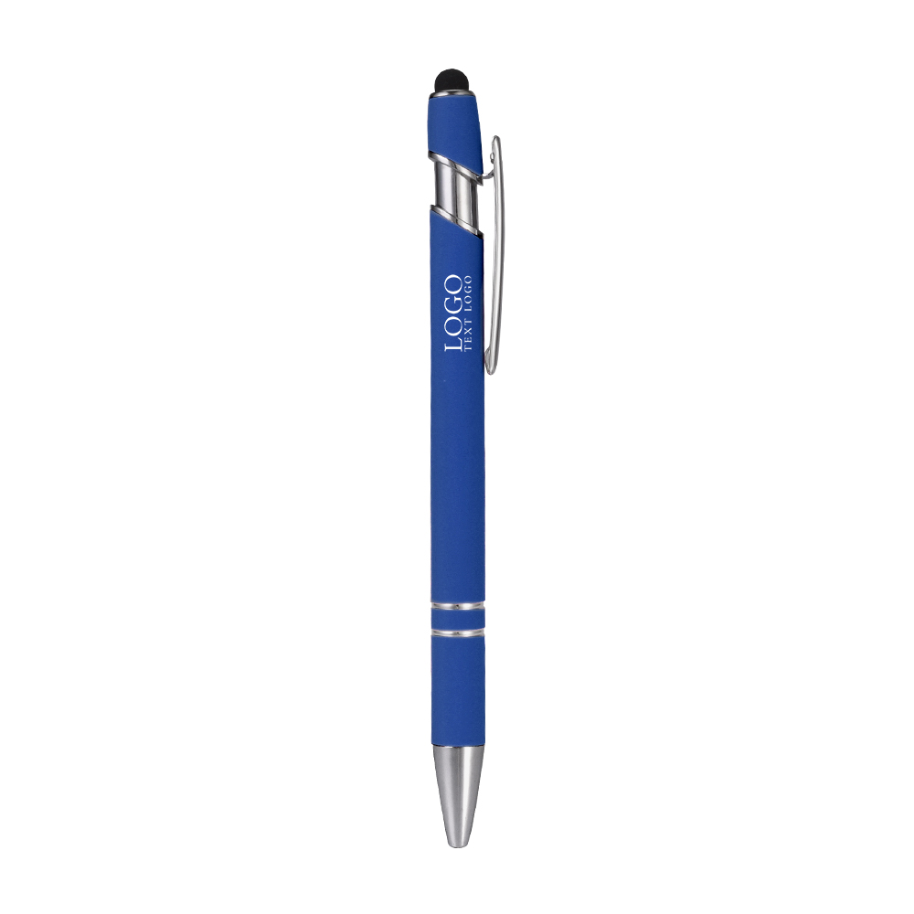 Personalized Rubber Black Stylus Ballpoint Pen blue