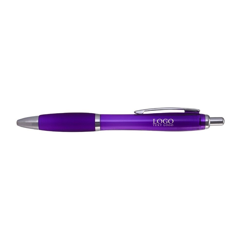 Click Action Plastic Satin Pen Purple with Logo