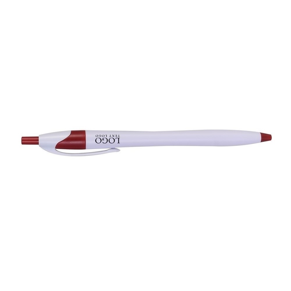 Logo White Retractable Pen with Red Trim