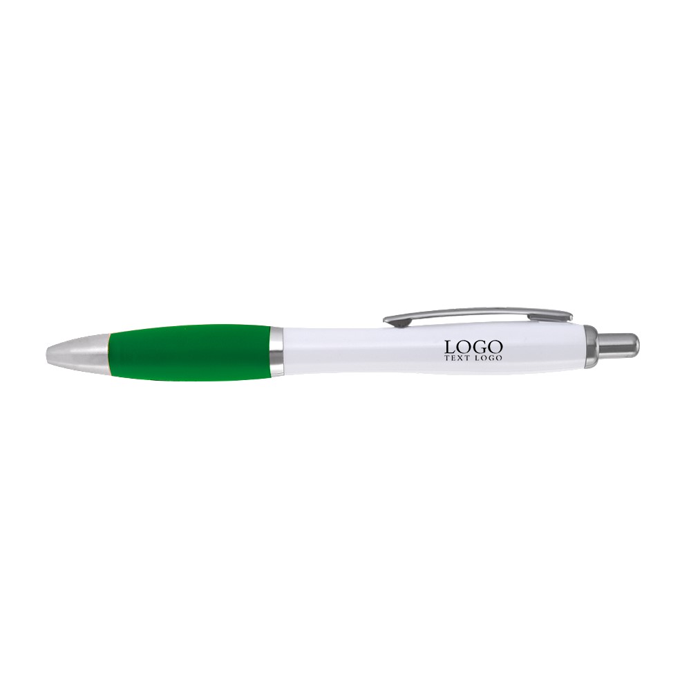 Plastic Click Satin Pen Green with Logo