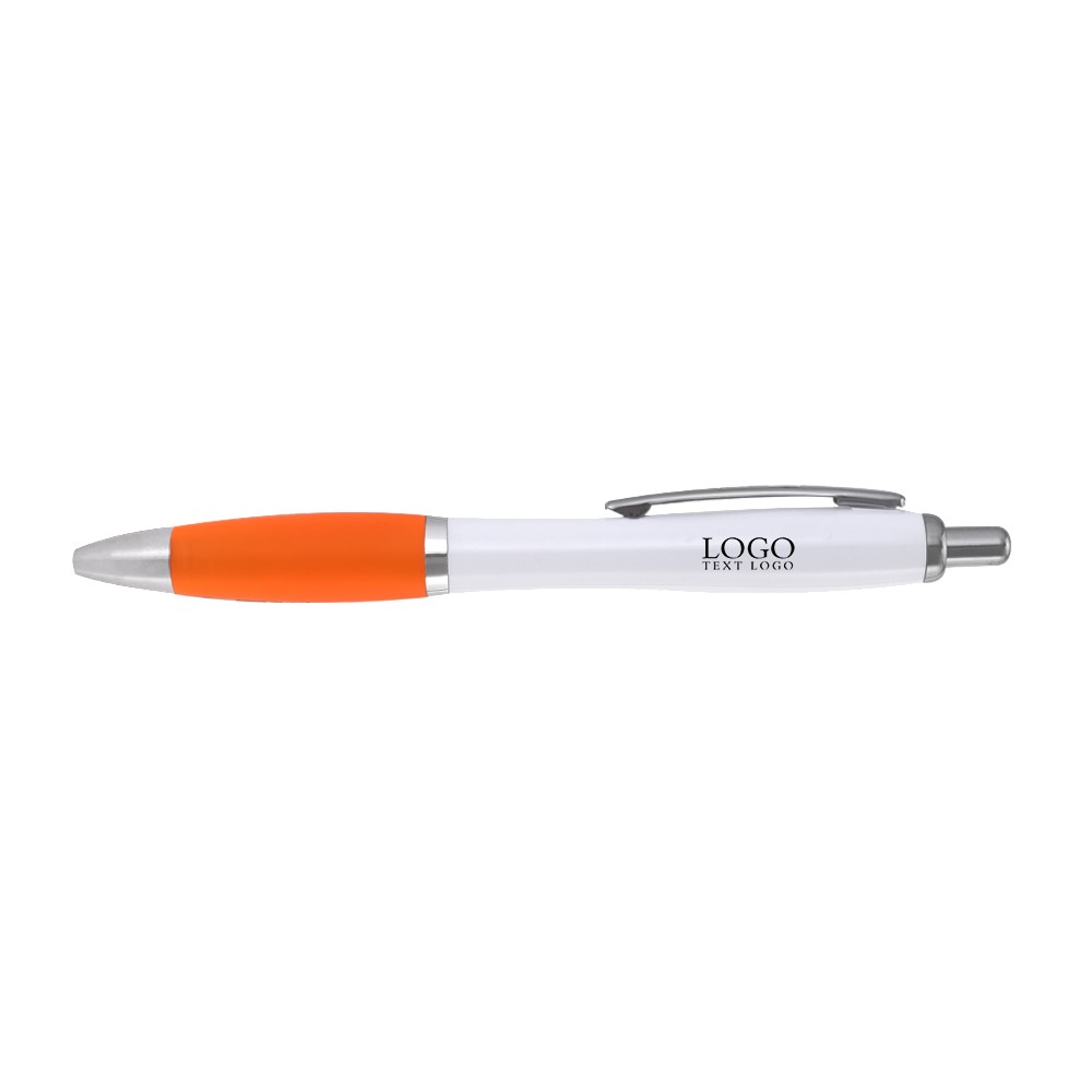 Plastic Click Satin Pen Orange with Logo