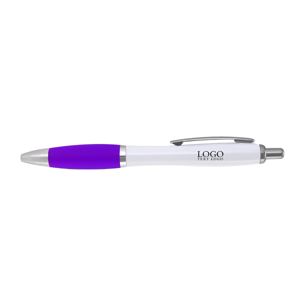 Plastic Click Satin Pen Purple with Logo