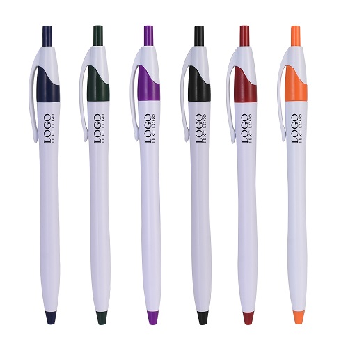 White Retractable Pen with Colored Trim