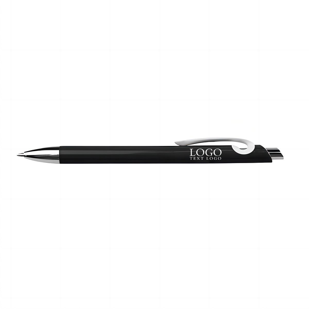 Solid Plastic Ballpoint Click Pen Black with Logo