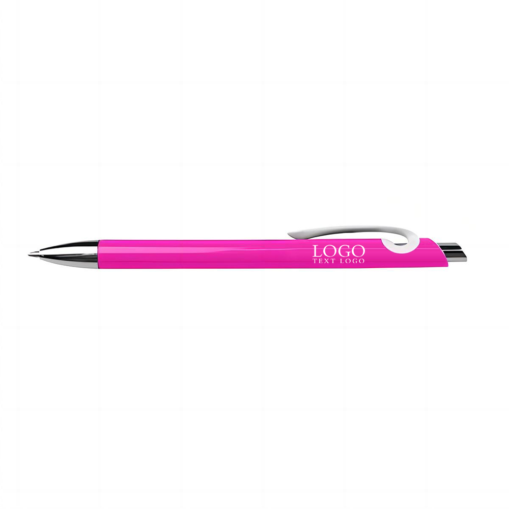 Solid Plastic Ballpoint Click Pen Pink with Logo