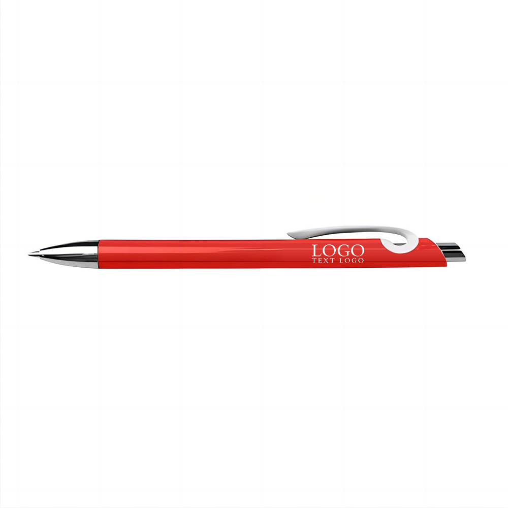Solid Plastic Ballpoint Click Pen Red with Logo