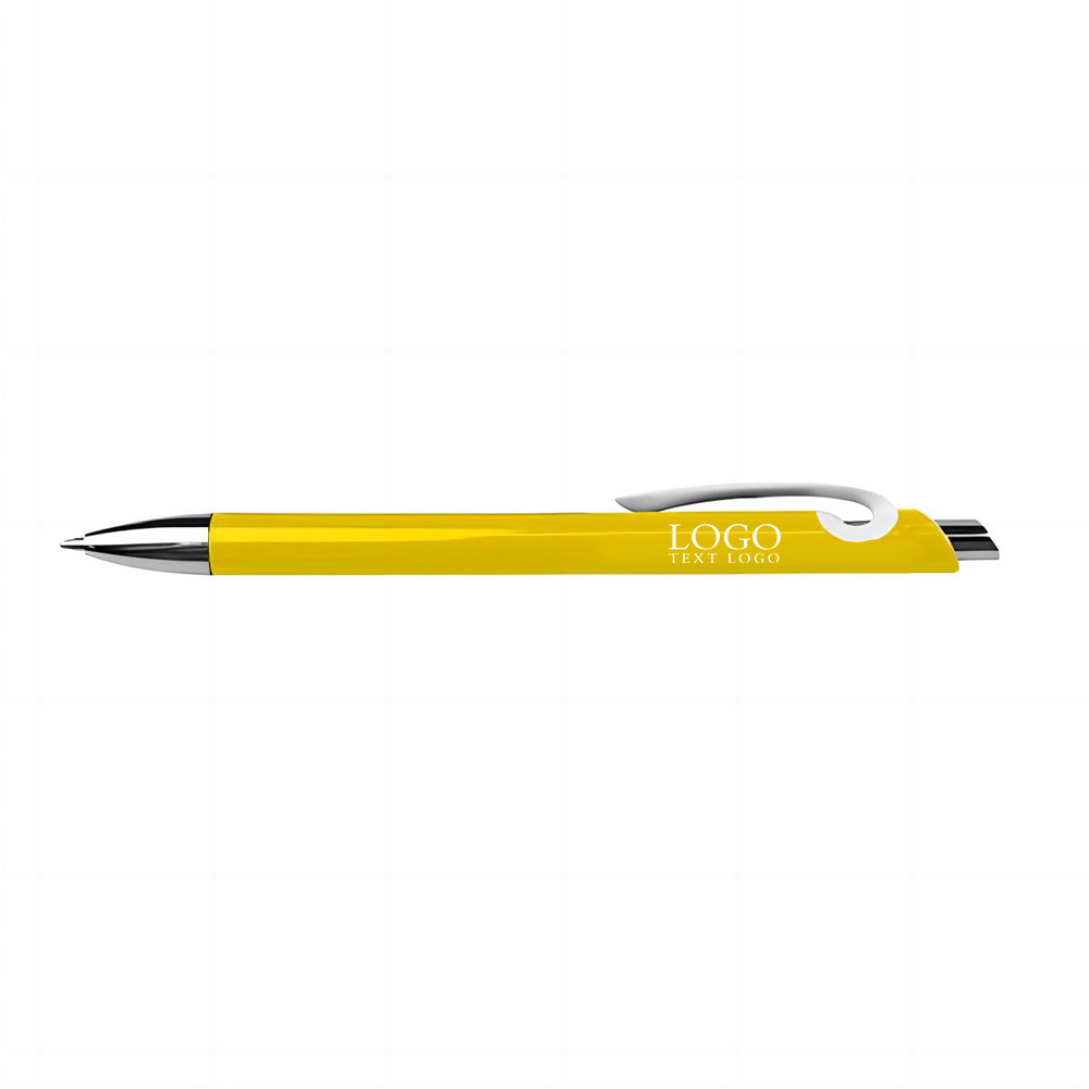 Solid Plastic Ballpoint Click Pen Yellow with Logo