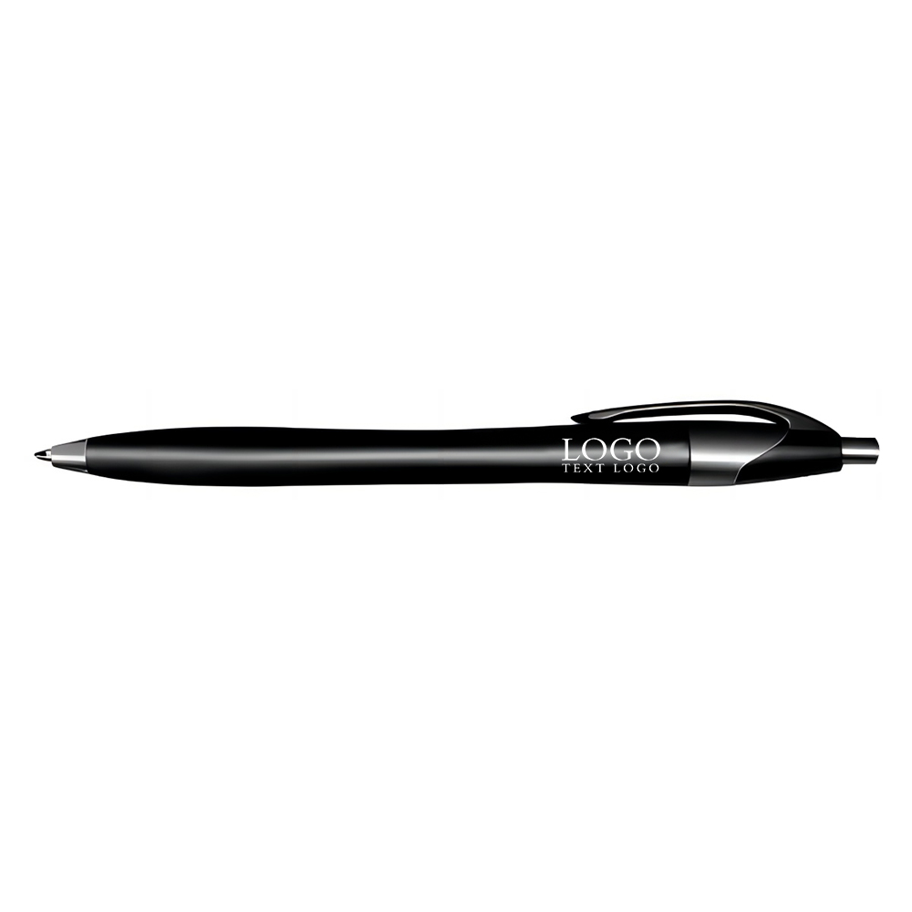 Black Custom Plastic Ballpoint Click Pen with Metallic Accent with Logo