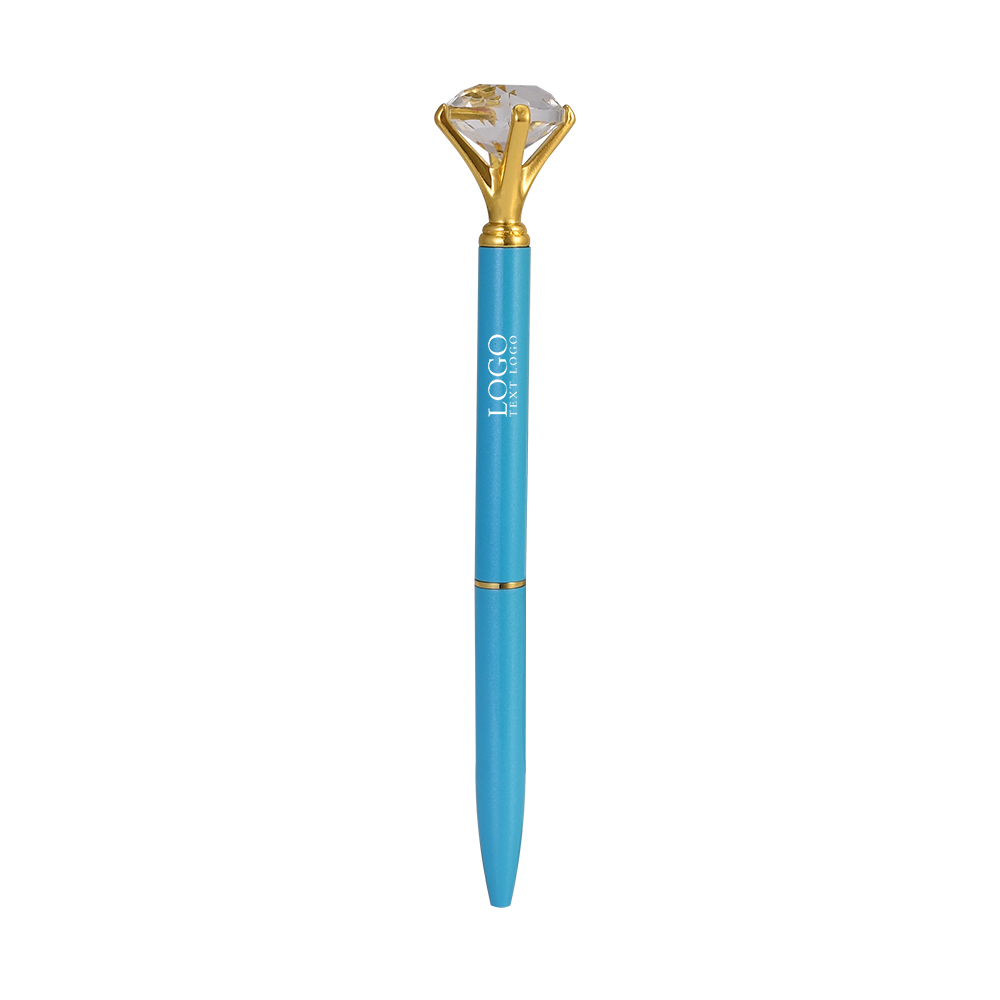 Blue Crystal Diamond Ballpoint Pens Twist Pens with Logo