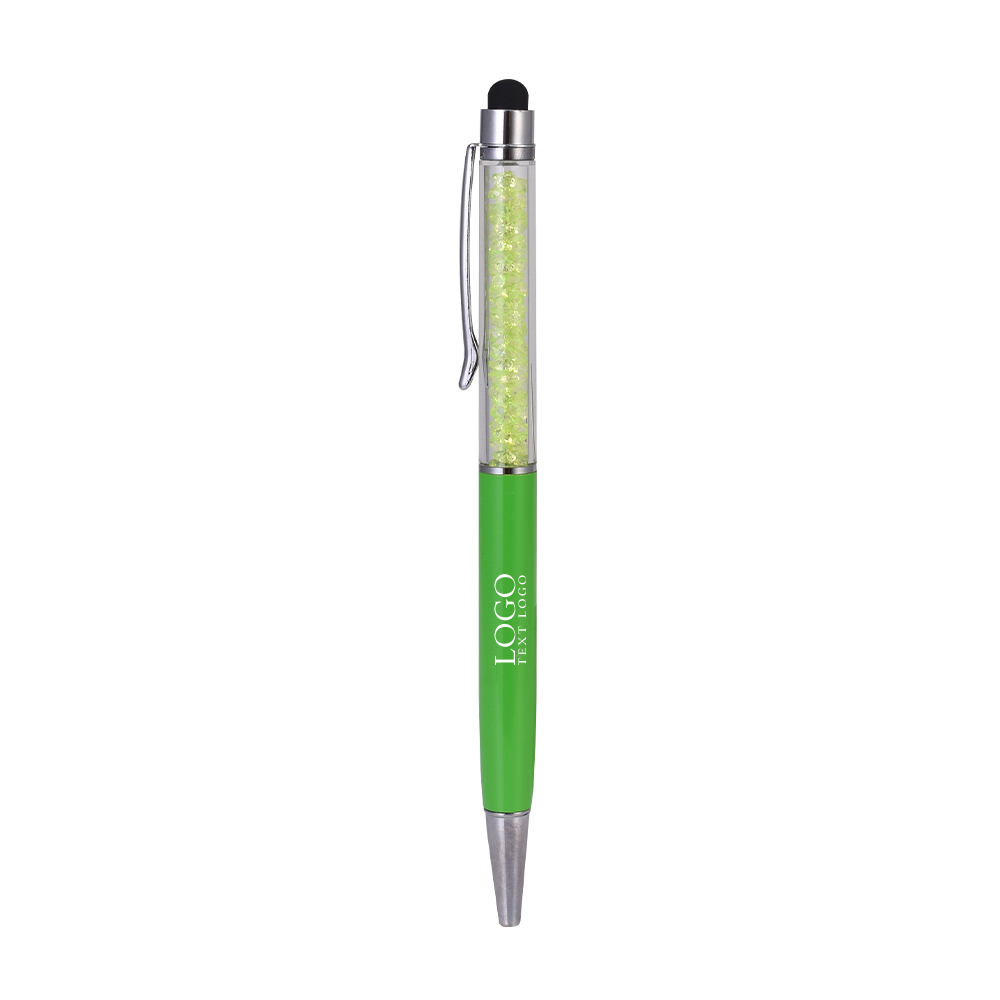 Crystal Stylus Retractable Ballpoint Pen Green with Logo