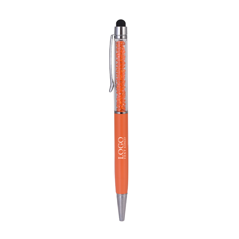 Crystal Stylus Retractable Ballpoint Pen Orange with Logo
