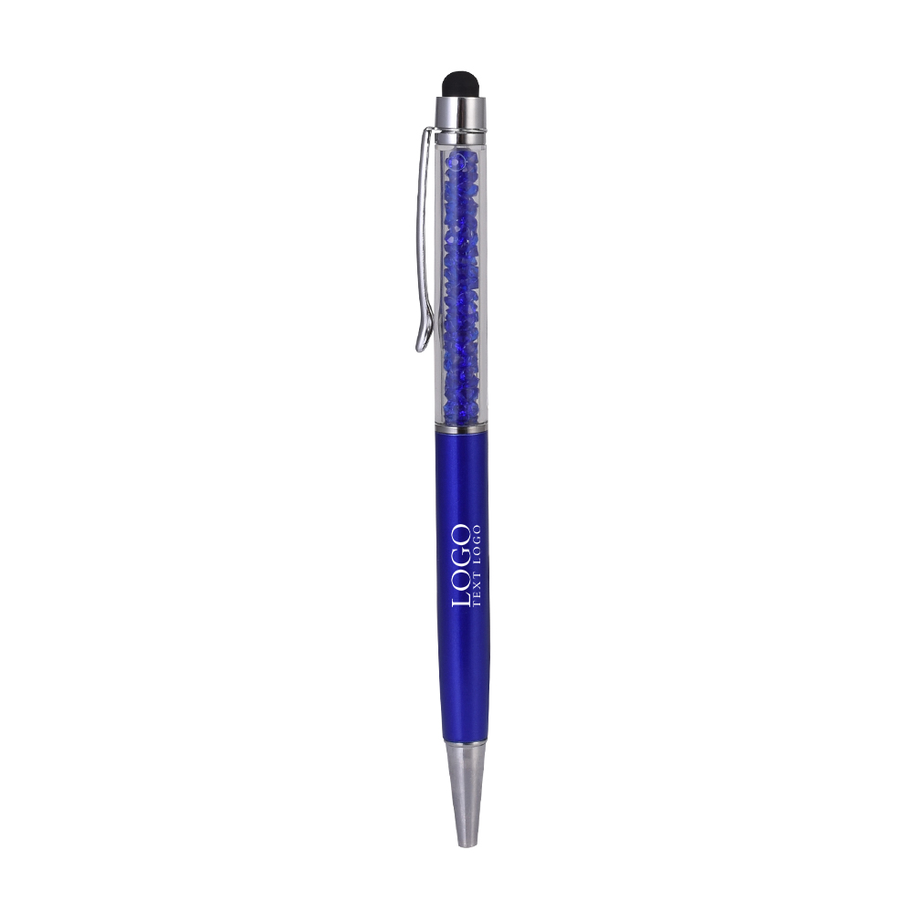 Crystal Stylus Retractable Ballpoint Pen Royal Blue with Logo
