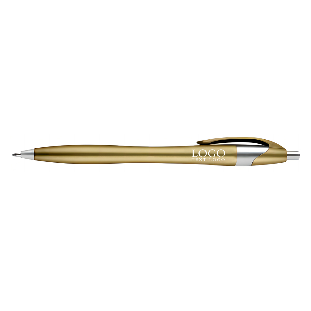 Gold Custom Plastic Ballpoint Click Pen with Metallic Accent with Logo