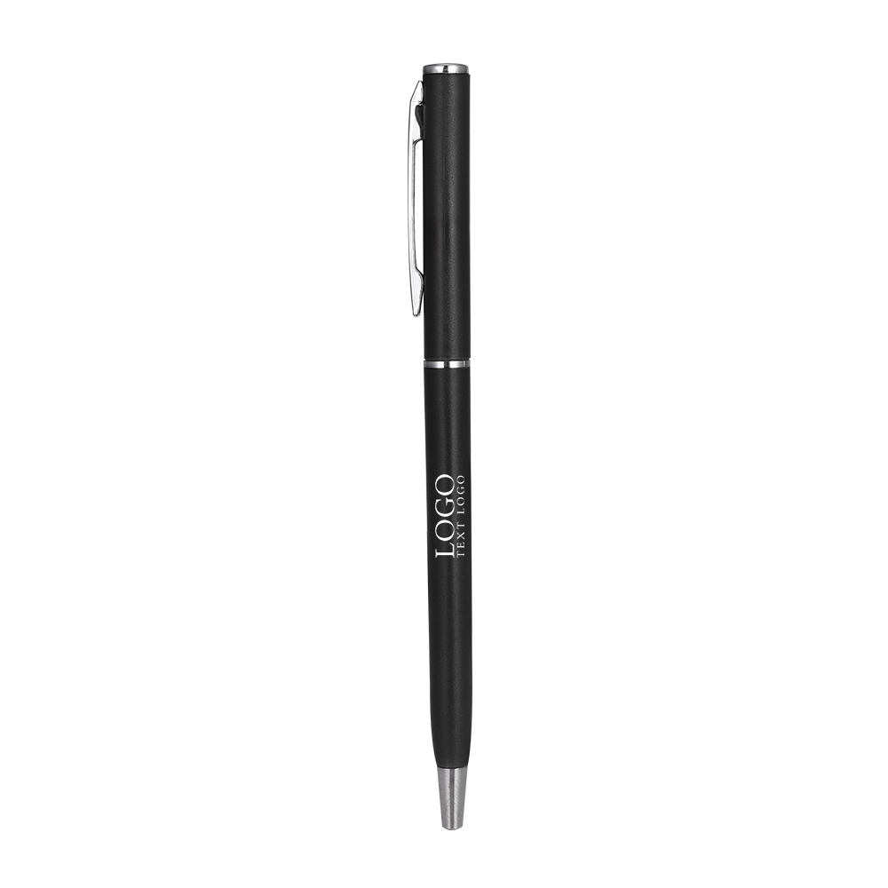 Skinny Metal Ballpoint Pen Black with Logo