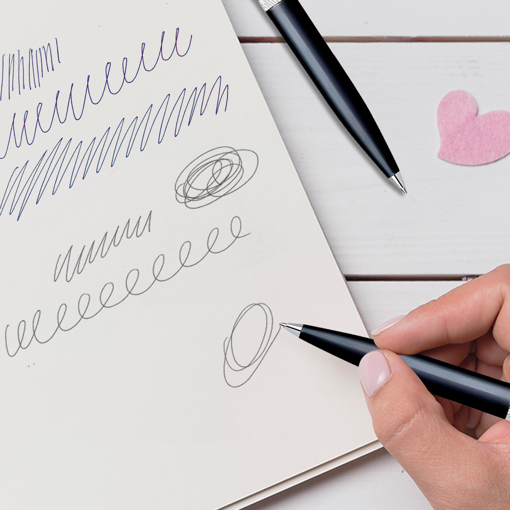 Bevel Top Twist Action Aluminum Ballpoint Pen writing