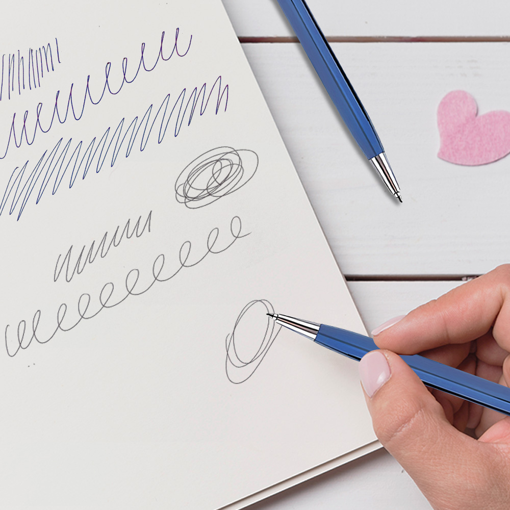 Twist Action Pen With Metallic Color Barrel writing