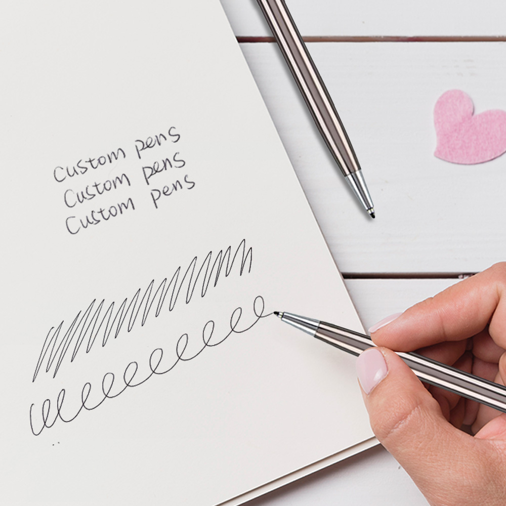 Twist Action Pen With Custom Metallic Color Barrel writing