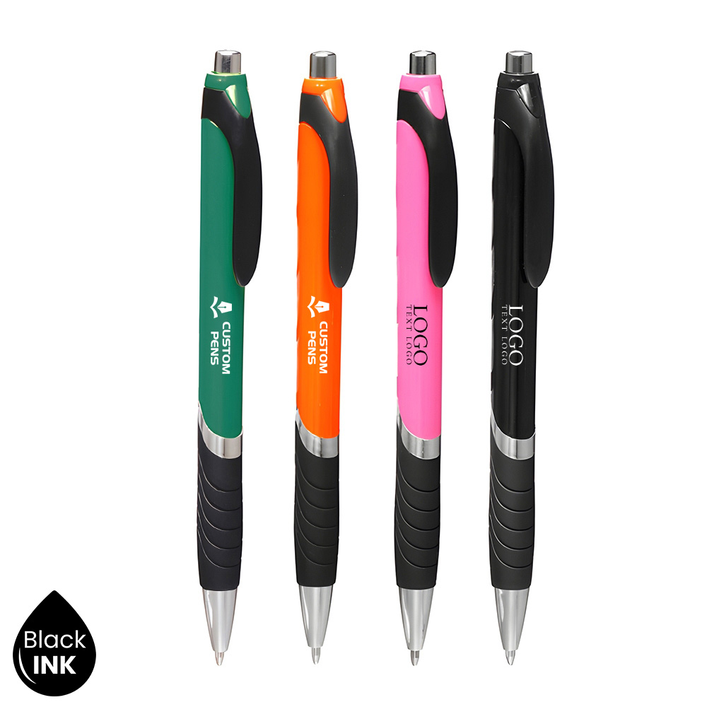 Bright Colors Rubber Grip Ballpoint Pens Group