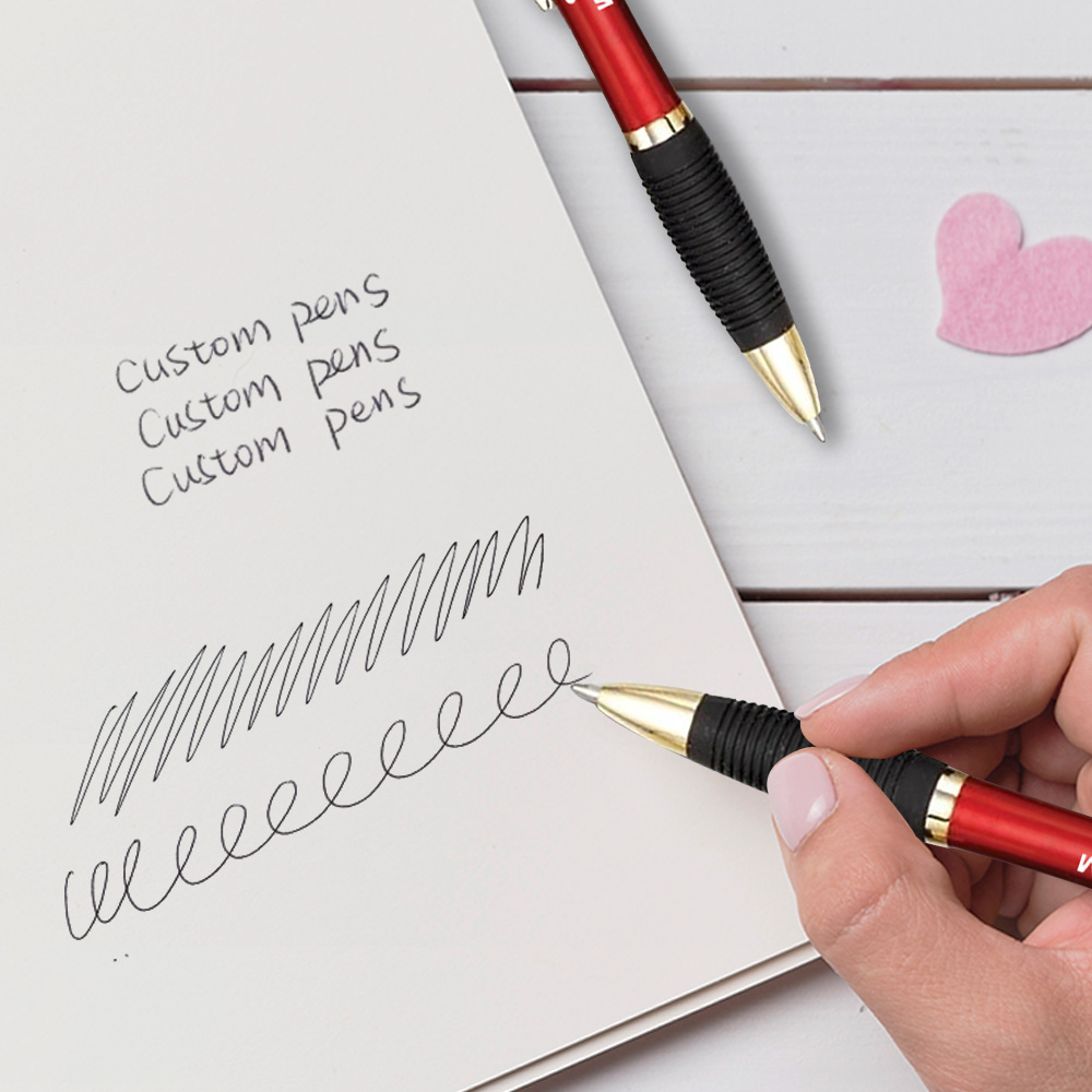 Custom Hourglass Shaped Retractable Plastic Pen writing 