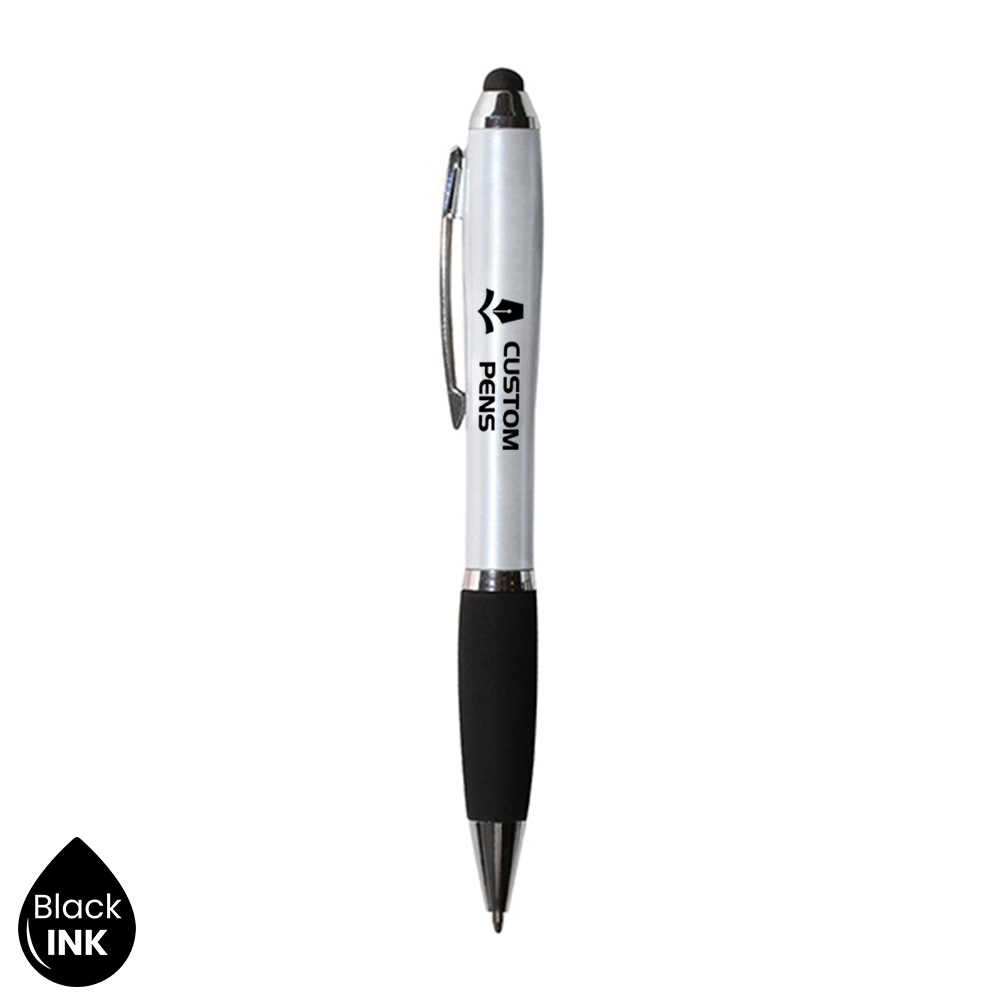 Custom Pearl White Plastic Pen with Stylus