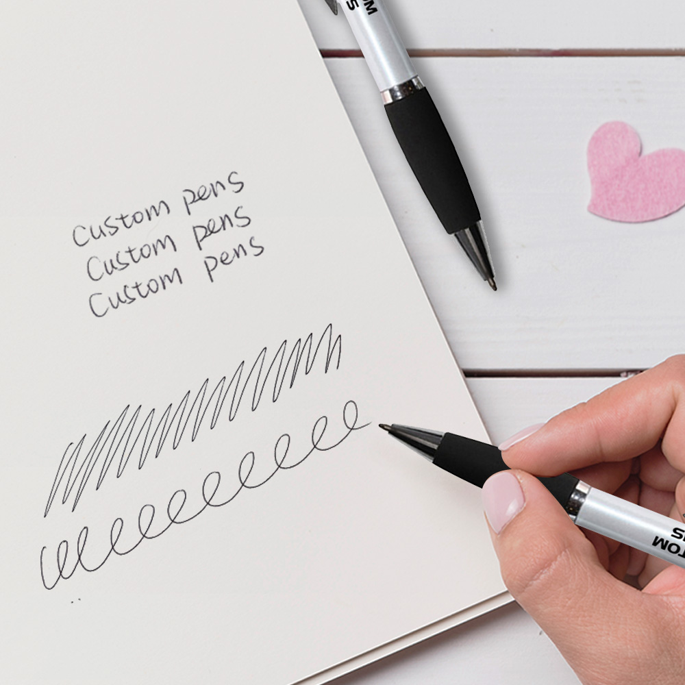 Custom Pearl White Plastic Pen with Stylus writing 